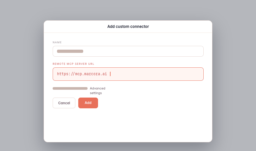 Add connector · URL field